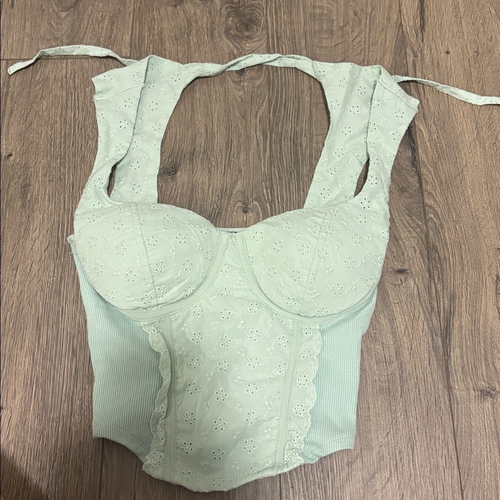 Mint Green Eyelet Corset Top